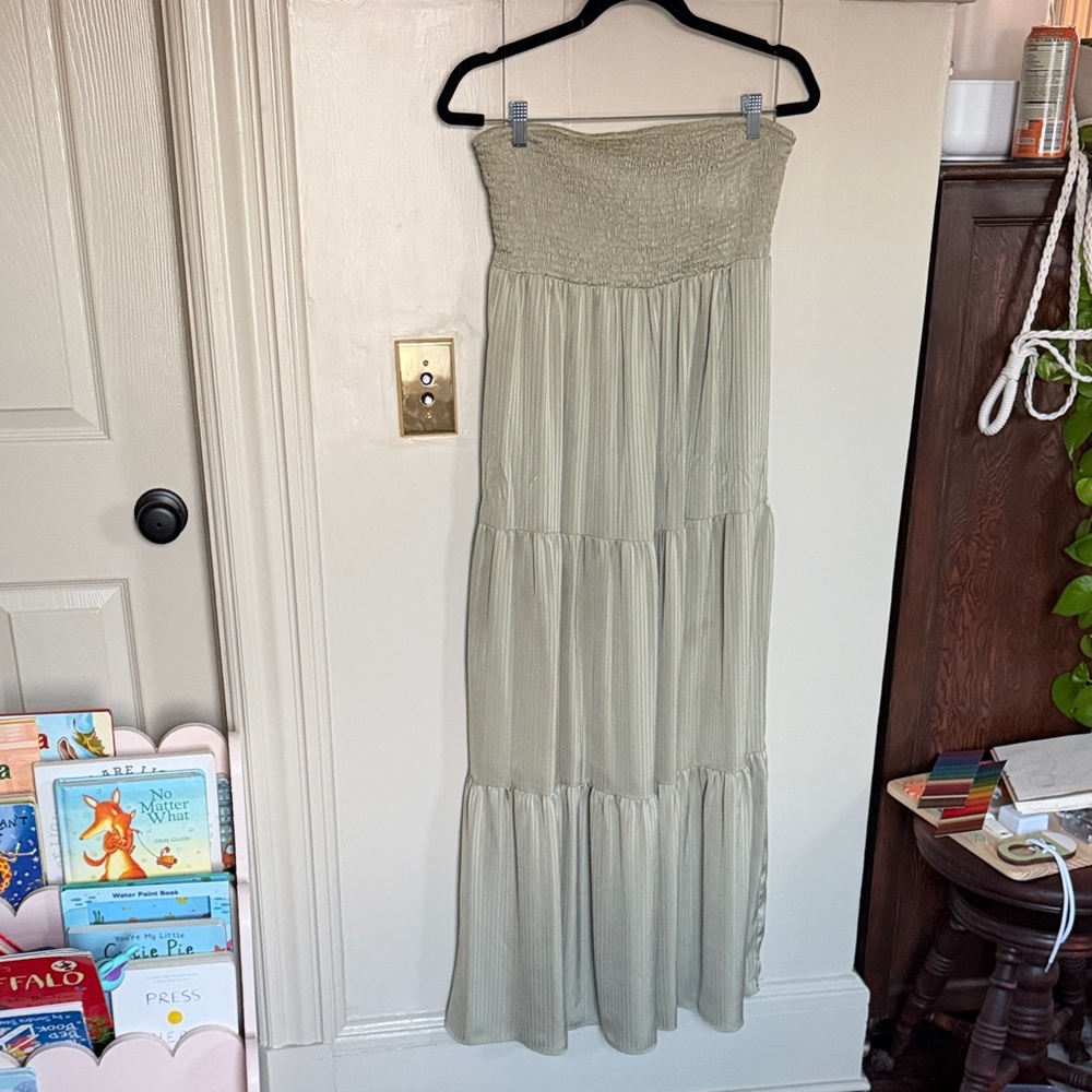 Tube Top Tiered Maxi Brami Dress in Light Green Klassy Network